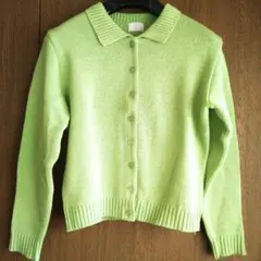 ライトグリーン　 ニット　カーディガン　長袖　Мサイズ