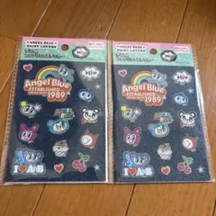 エンジェルブルーデニムファブリックステッカー　　平成レトロ　2個セット