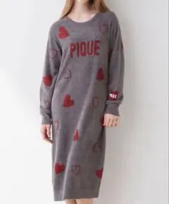 ジェラートピケ ホットスムーズィーハートジャガードワンピース グレー