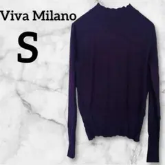 Viva Milano【S】ニット ネイビー タートルネック セーター 薄手