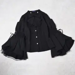 完売 NIBBLE POISON 2WAY リボン付 フレア袖 ブラウス M 黒
