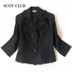 SCOT CLUB スコットクラブ テーラードジャケット レース 麻混 黒のサムネイル