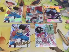 ワンピースカード ラウンドワン ジンベイ ウソップ フランキー ブルック 5枚