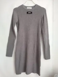 épine グレー リブニット ワンピース