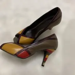 マルチカラー オープントゥ ハイヒール