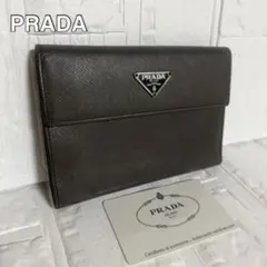 プラダ 三つ折り財布 サフィアーノレザー 三角プレート ダークブラウンPRADAのサムネイル