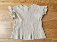 ペアマノン ワッフル半袖Tシャツ フリル 110cm 120cm ベージュのサムネイル