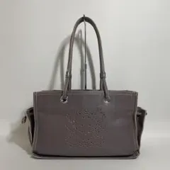 2602-275｜ロエベ トートバッグ レザー グレージュ アナグラム