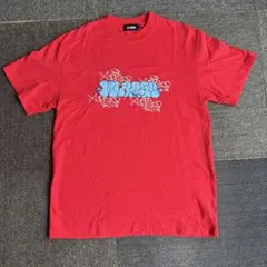 美品 XLARGE テキストアート ロゴ ゴリラ プリント Tシャツ レッド L 