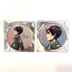 進撃の巨人　冬の歩み　グリッター缶バッジ　エレン　2点