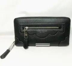 極美品マークジェイコブス ラウンドファスナー長財布 コンチネンタル レザー黒