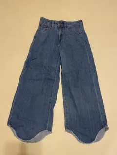 ZARA デニム ワイドパンツ 切りっぱなし　低身長のサムネイル