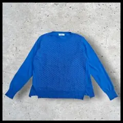 【処分市】O’HOVE DE MUSEE ニット切替トップス ブルー 古着