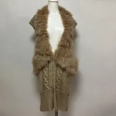 ダブルスタンダードクロージング ウール アルパカ ケーブルニット ファー ベスト