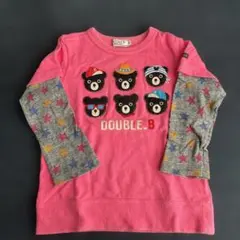 DOUBLE.B ピンク クマワッペン 長袖カットソー