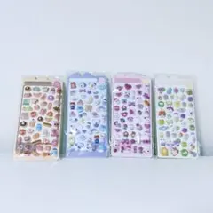 【2枚セット】ぷっくり 立体 シール　海外 デコ 手帳 A+B