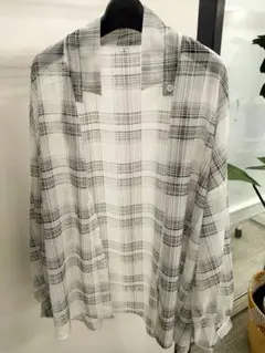 ホワイト・ブラックチェック柄シャツ フリーサイズ
