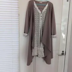 〈USED、使用感あり〉axes femmeレース装飾付きロングカーディガン♪