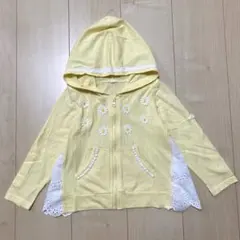 女の子　薄手　上着　パーカー　黄色　春　夏　子供　服　レース