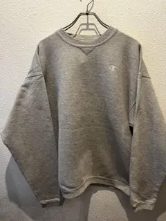 【定番】チャンピオン スウェット グレー Vガゼット 刺繍ロゴ 裏起毛