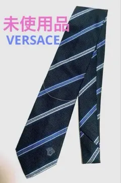 未使用 VERSACE ヴェルサーチ ネクタイ ストライプ ネイビー イタリア製のサムネイル