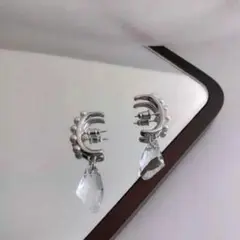 334*シルバーパール クリスタルピアス