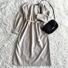 美品✨現行✨アンタイトル　ワンピース　ベルト　ベージュ　44 大きいサイズ