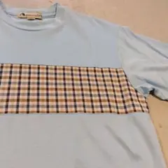 Aquascutum Tシャツ ライトブルー チェック柄のサムネイル