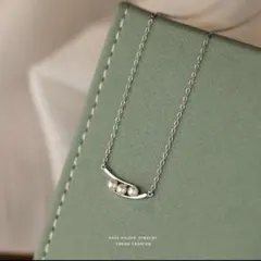 N157【3連パール✧︎全2色】ネックレス　再入荷　華奢　シンプル　シルバー