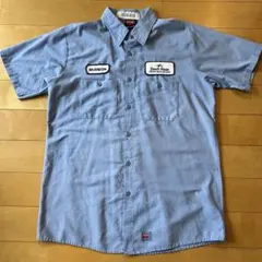 【両胸ワッペン】RED KAP レッドキャップ 半袖ワークシャツ M 水色 古着のサムネイル