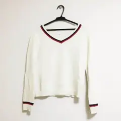 Rope Picnic ラインニット Vネック アイボリー