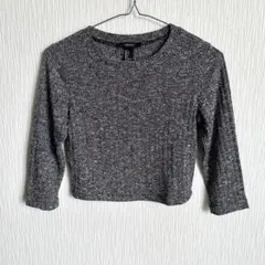 FOREVER 21 七分丈 リブニット トップス グレー