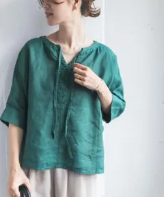 新品◇DOORS◇リネンハシゴレースブラウス《GREIGE》◇アーバン