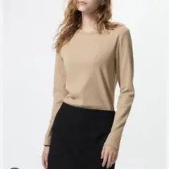 新品　UNIQLO ソフトリブT長袖　ベージュS