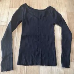黒いリブ編み長袖トップス Lサイズ