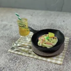 ミニチュアフード　レモンクリームのパスタ　ジンジャーエール　セット