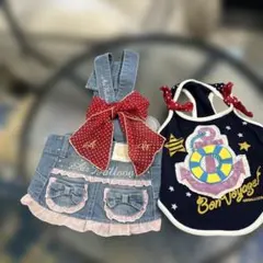 デニムサロペットスカートとカットソーの２点セットLL ビーグル　柴　シュナウザー