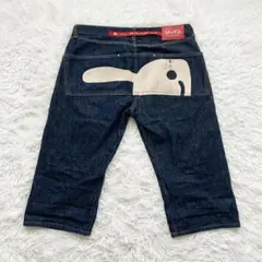 EVISU エヴィス 音ペイント 大黒刺繍 デニム ハーフパンツ 塩谷 34