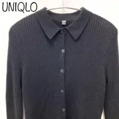 【UNIQLO】エクストラファインメリノリブポロカーディガン　L
