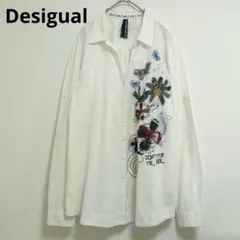 Desigual デシグアル 刺繍デザインシャツ ホワイト　XLサイズ　相当