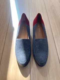 ★Oriental Traffic★パンプス★グレーと赤のバイカラー★ウール風