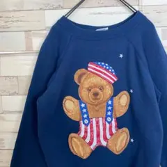 Hanes 90s USA製スウェット 古着 レディース L テディベア