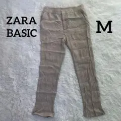 ZARA ベーシック　ザラ　ベーシック　リブ編み ベージュ フレアパンツ　M