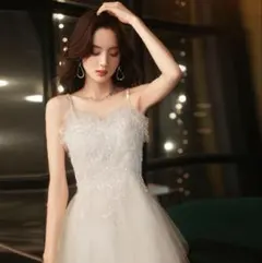 【限定価格】パーティーロングドレス(アームカバー付)