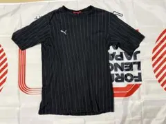【ジャンク扱い】PUMA プーマ Tシャツ ブラック ピンストライプロゴプリント