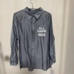 【新品未使用品】ALL HAPPINESS ロゴ入り 長袖シャツ グレーのサムネイル