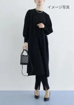 Aga アーガ ノーカラーバルーンスリーブワンピース