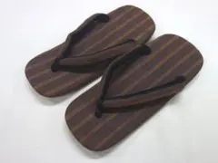 未使用美品 雪駄 男性用 縞模様 茶色■N80304-3