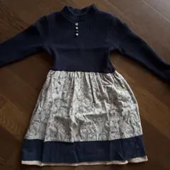 familiar 120cm 紺 長袖ワンピース