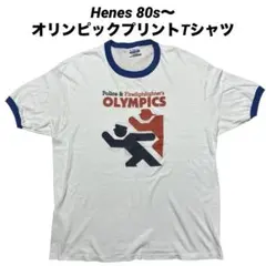 80s～ ヘインズ オリンピック プリント ヴィンテージリンガーTシャツ